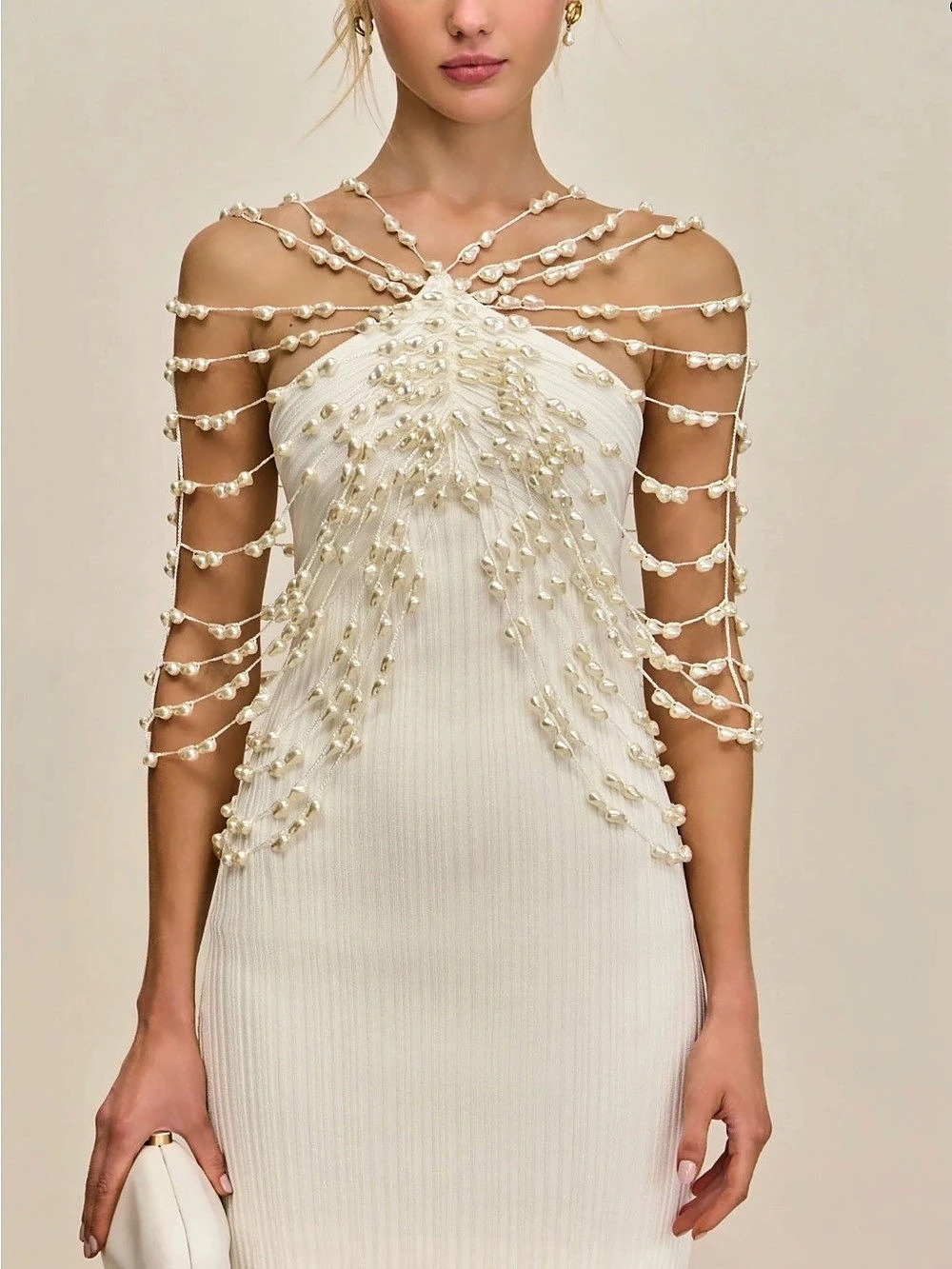 Cult Gaia Oliviana Knit Dress Embellished Mini White worn once